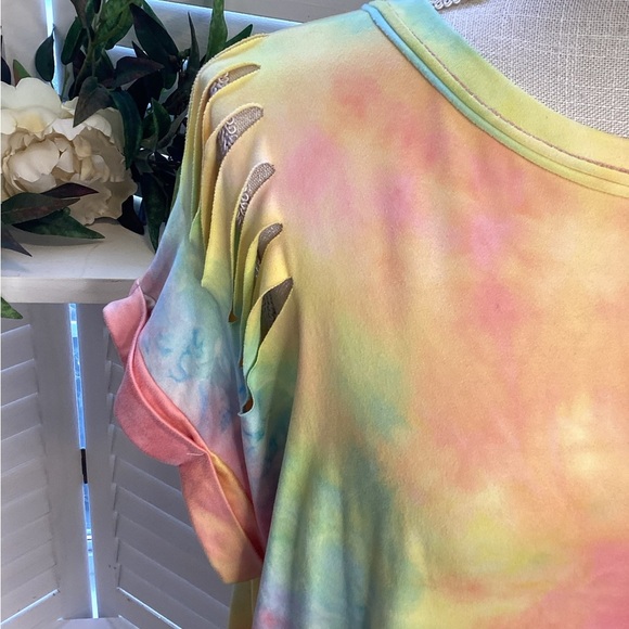 White Birch Pink and Yellow Soft Short Sleeve Tee Med 1319 - Picture 4 of 7